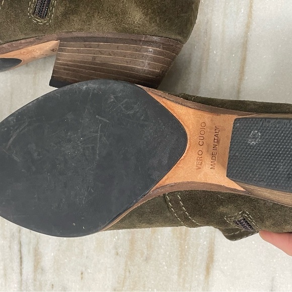 Aquatalia boots ankle suede green sz 8.5 Fanny with buckle - Picture 7 of 9